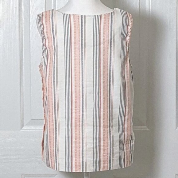 LIVERPOOL LA Women's Sleeveless Linen Blend Top Bouse Size S  Multi Color Stripe - Picture 3 of 7